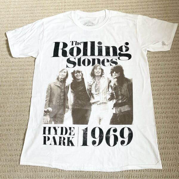 サイズM ローリングストーンズ 4人 プリントTシャツ 白
