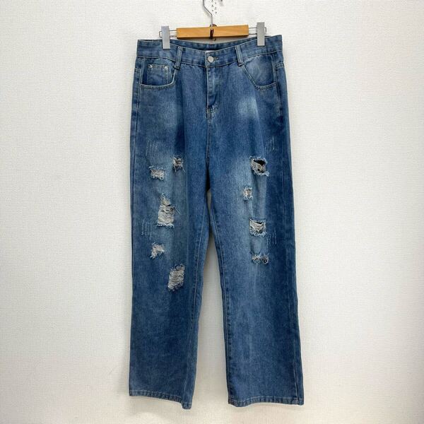 JACKROSE ジャックローズ デニムパンツ ジーンズ ダメージ加工 クラッシュ ワイド ストレート M 10125494