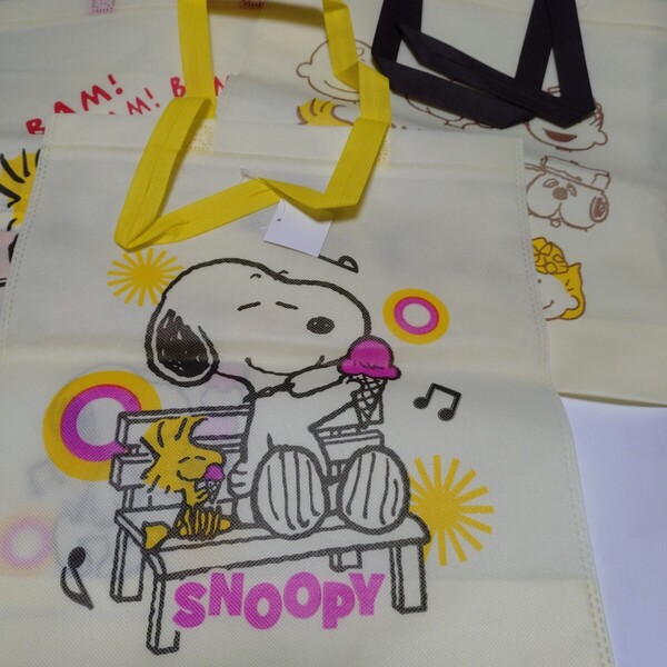 スヌーピー 不織布トートバック A★SNOOPY 3個セット