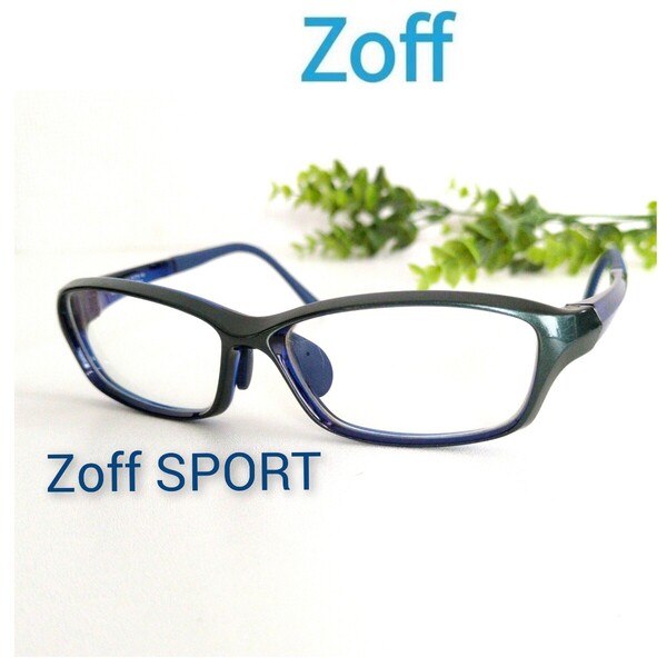 Zoff SPORT ゾフ スポーツ メガネ 眼鏡 ランニング ブルー 運動 ユニセックス ジョギング アウトドア ネイビー 青 スクエア ビジネス 軽量
