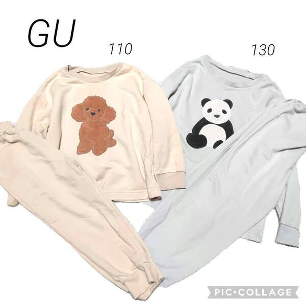 (シーズンオフセール☆次の出品終了までの特別価格です)GUジーユー パジャマ まとめ売り男女セット 子供110 130 長袖トレーナー