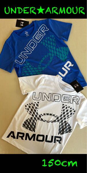 新品タグ付 150㎝アンダーアーマーUNDERARMOUR Tシャツ2枚組 ブルー×ホワイト