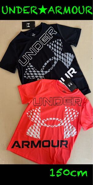 新品タグ付 150㎝アンダーアーマーUNDERARMOUR Tシャツ2枚組 ブラック×レッド