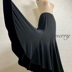 ★送料無料★【MERRY】 新品 社交ダンス マーメイド スカート 黒 4704 タンゴ ベロア スタンダード パーティ 上品 衣装 ステージ