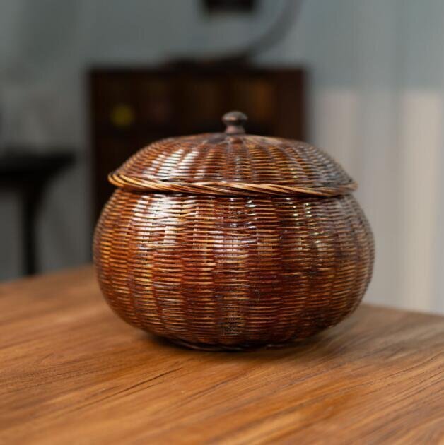 古竹製 花籠 竹綱籠 竹籠 花器 花入れ 茶道 篭 丸かご 竹細工 竹
