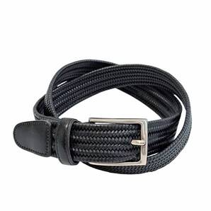 美品 BEAMS HEART ビームス ハート メッシュ エラスティック ベルト L ブラック レザー 黒