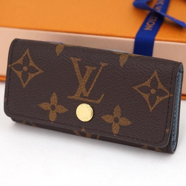 未使用に近い◆LOUIS VUITTON ルイヴィトン モノグラム ミュルティクレ4 キーケース ブルー #30633