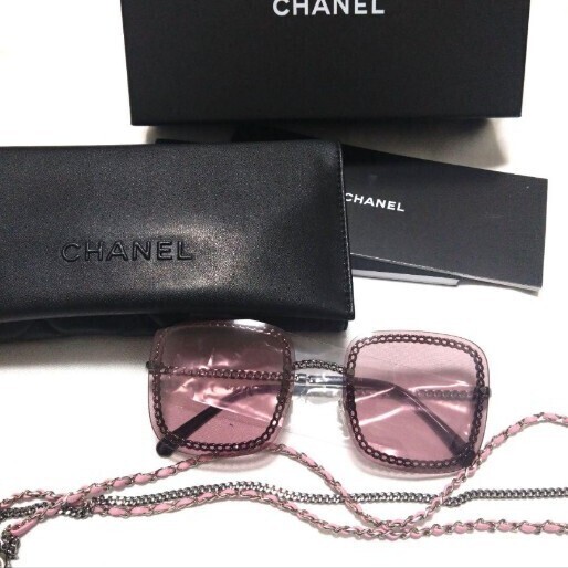 大人気 4244 CHANEL サングラス ダブルチェーン マトラッセ
