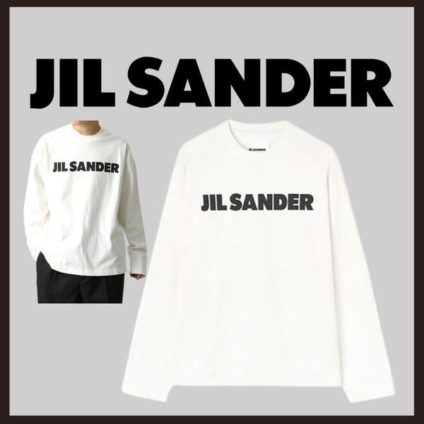 ○★新品 未使用 JIL SANDER ロングスリーブTシャツ 定番ロゴTシャツ オフホワイト M(ジルサンダー)○●