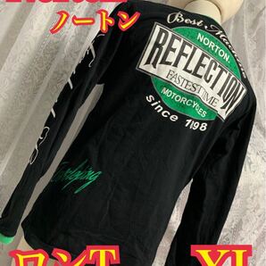 Norton ノートン ロンT 長袖 バイカー プリントロゴ 黒 モーターサイクル XL