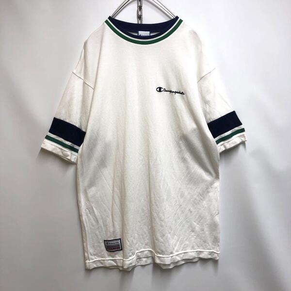 Champion リンガーネック 半袖Tシャツ ホワイト メンズM