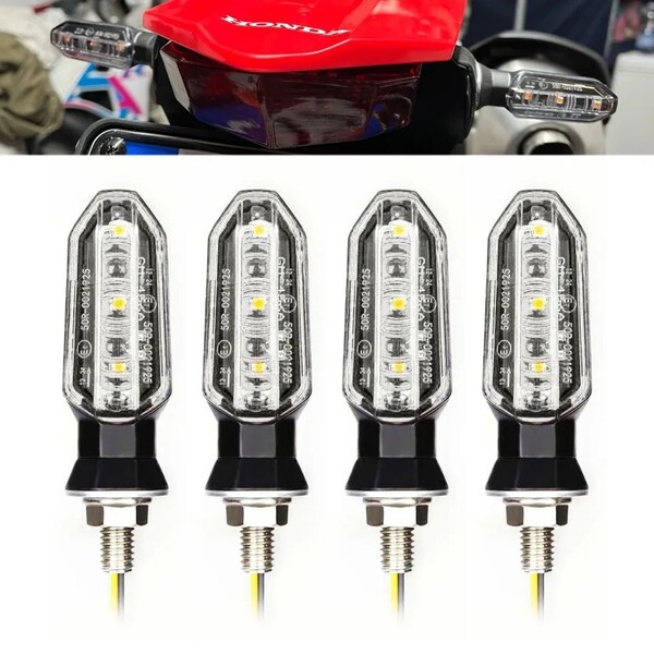 車検対応 バイク LED ミニ ウインカー アンバー ハーレー アメリカン カフェレーサー クリア 4個