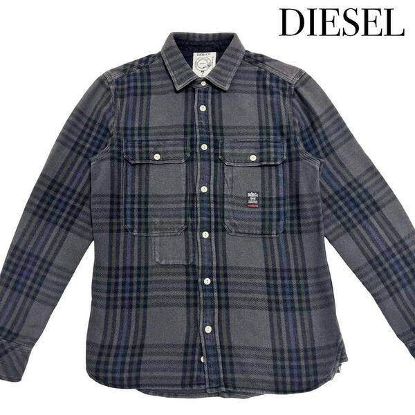 DIESEL ディーゼル コットン100% チェック 長袖 シャツ トップス 上着 洋服 表記サイズ S グレー メンズ