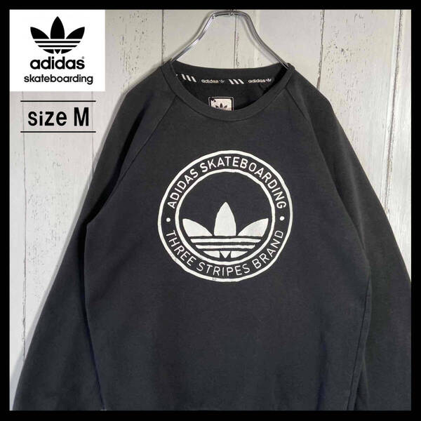 【USED】 アディダス adidas スケートボーディング スウェット トレーナー 90s 00s 古着 M( レディース XL相当 ) ブラック ☆送料無料☆