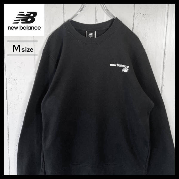 【USED】 ニューバランス new balance スウェット トレーナー ワンポイントロゴ Y2K 古着 M( レディース XL相当 ) ブラック ☆送料無料☆