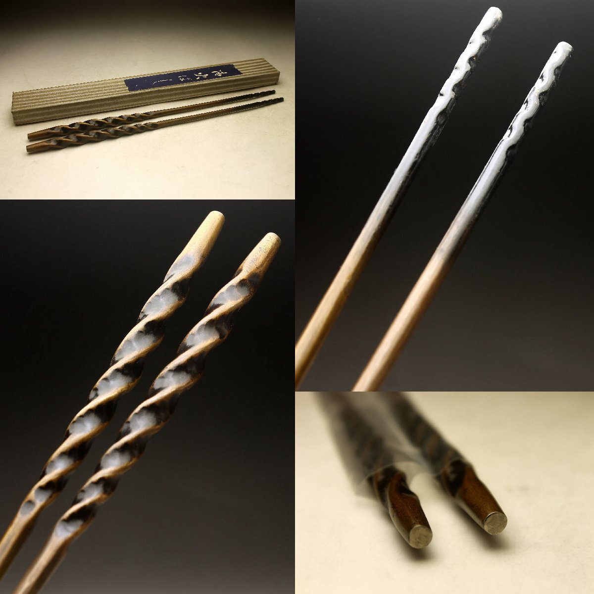Amazon.co.jp: M669銀製金工師杉本儀助作鶴火箸鉄火箸31m共箱