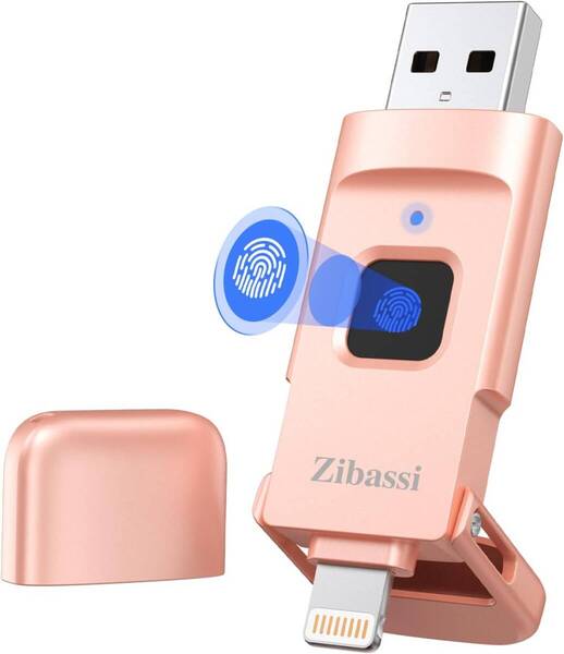 Zibassi 128GB【MFI認証取得 高速認識】iPhone用USBメモリ指紋認証 USBメモリ
