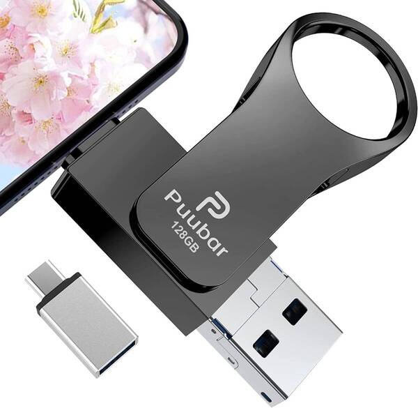128GB iPhone USBメモリー フラッシュドライブ 4-in-1 両面挿しIOS Android PC