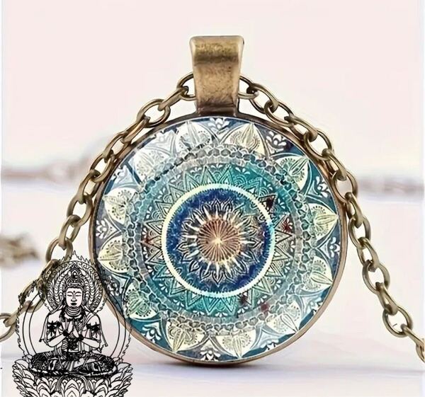 【曼荼羅】アジアン ネックレス エスニック インド 仏 菩薩 アンティークゴールド アクセサリー ネックレストップ マンダラ