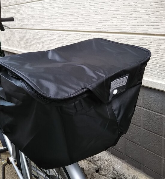 自転車用品 後カゴ用カバー 2段式ファスナーバスケットカバー ノーマルサイズ 撥水加工済 【ブラック(黒色)】 MARUTO