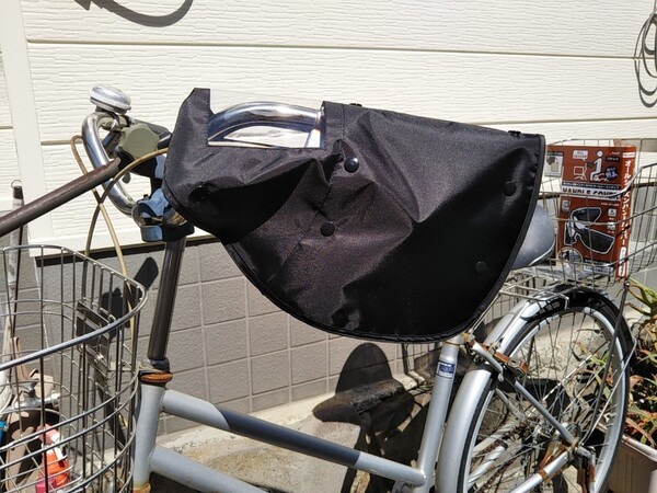 自転車用品 ハンドルカバー オールシーズン ボア取外し可 面ファスナーベルトで取付簡単(^^♪防水・はっ水加工【ブラック(全黒色)】