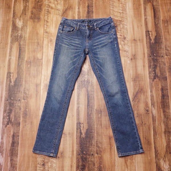 美品 コンフォートベーシック comfort basic スキニーデニムパンツ レディース ストレッチ ヒゲ加工 細身 Mサイズ インディゴブルー MX4