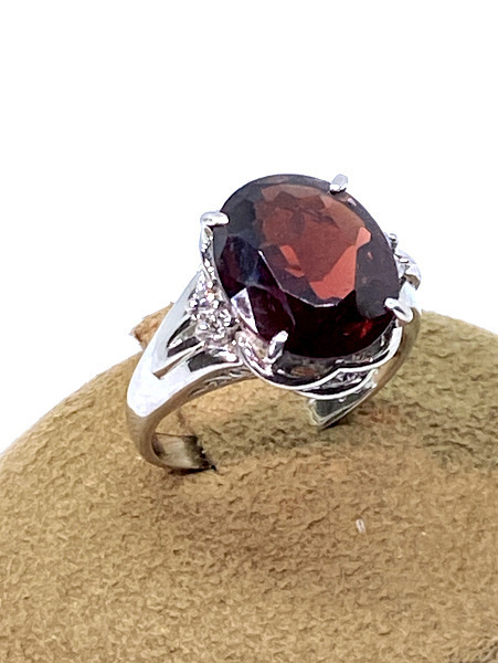【即決/10号】 PT900 ガーネット ダイヤモンド リング G:4.38ct D:0.06ct プラチナ 指輪 ジュエリー 1月 誕生石 柘榴石 6.5g