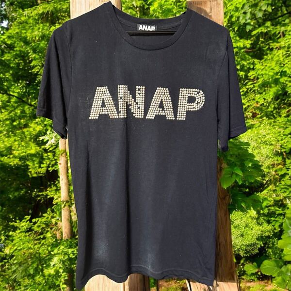 【アナップ】シルバースタッズロゴシンプル半袖Tシャツ♪ANAP