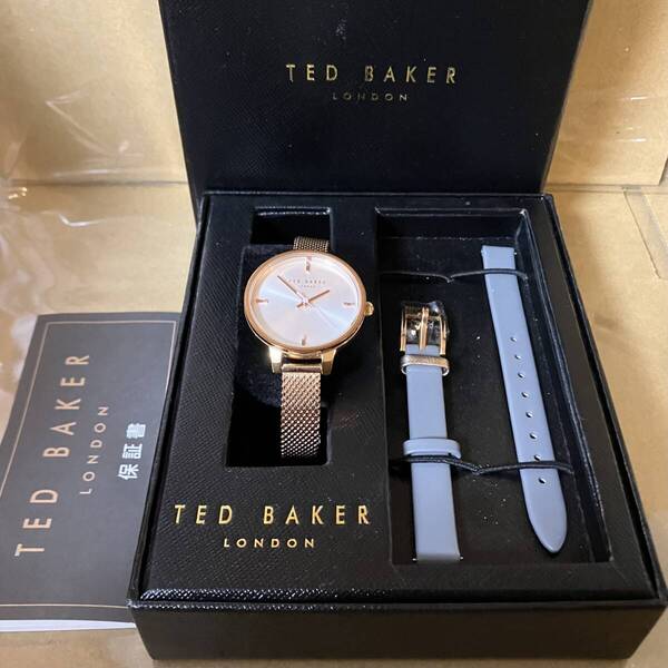 ◆テッドベイカー◆ TED BAKER レディース腕時計 アナログ クォーツ ゴールド メッシュベルト グレー レザーベルト