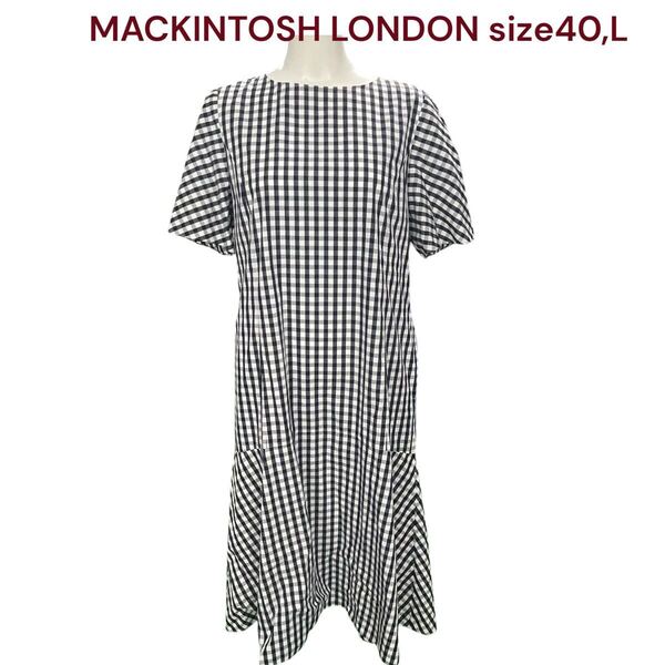 美品 マッキントッシュ ロンドン ギンガムチェック コットン ワンピース MACKINTOSH LONDON レディース M5P231 サイズ40、L、11号
