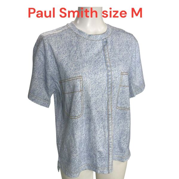 ポールスミスPaul Smith size M デニムデザイン Tシャツ カットソー 白、青