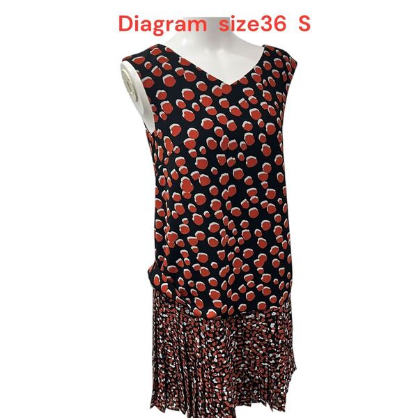 ダイアグラムDiagram size36 S ドット柄 ノースリーブ ワンピース 赤 黒 レディース
