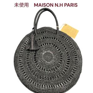 未使用 メゾンエヌアッシュパリ サークル カゴ バッグ ハンド、トート MAISON N.H PARIS レディース M5P588 黒、ブラック