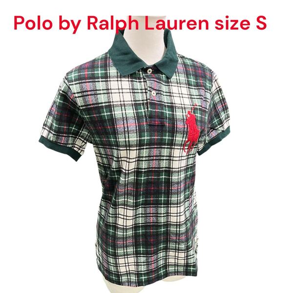 ポロ ラルフローレン Polo by Ralph Lauren size S グリーン【緑】 チェック 半袖シャツ ポロシャツ