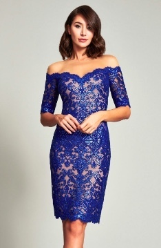 TADASHI SHOJI タダシショージ ROYAL BLUE & BEIGE ワンピース 「4 」/ 9号程度