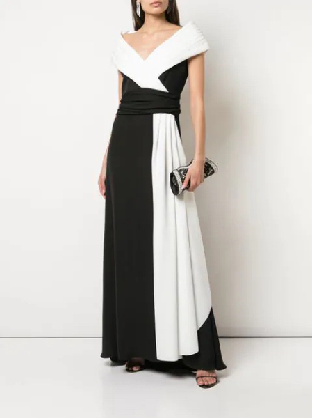 TADASHI SHOJI タダシショージ IVORY & BLACK ロングフォーマルドレス 「10 」/ 13-15号程度
