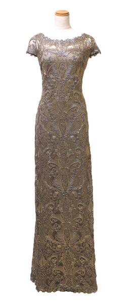 TADASHI SHOJI タダシショージ GRAY & GOLD ロングフォーマルドレス 「6 」/ 11号程度