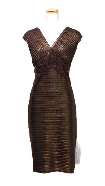TADASHI SHOJI タダシショージ METALLIC BROWN ワンピース 「XS 」/ 9号程度