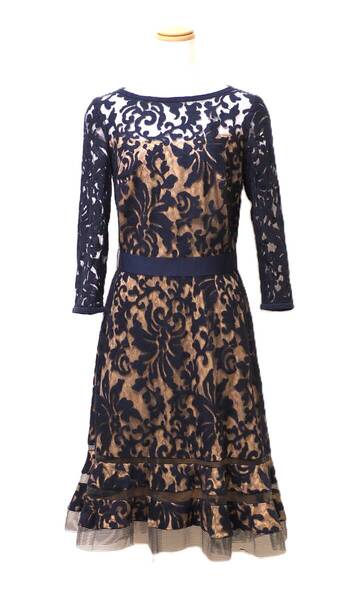 TADASHI SHOJI タダシショージ NAVY & BEIGE ワンピース 「4 」/ 9号程度