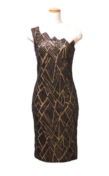 TADASHI SHOJI タダシショージ BLACK & BEIGE ワンピース 「0 」/ 7号程度