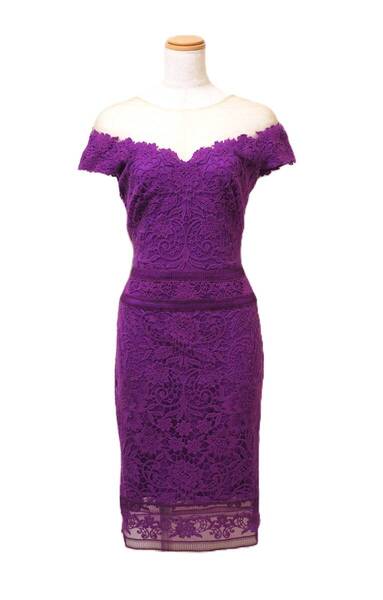 TADASHI SHOJI タダシショージ PURPLE & BEIGE ワンピース 「2 」/ 9号程度