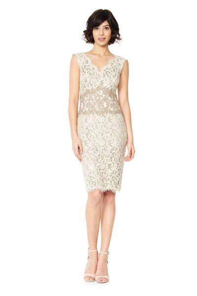 TADASHI SHOJI タダシショージ BEIGE & GRAY ワンピース 「2 」/ 9号程度