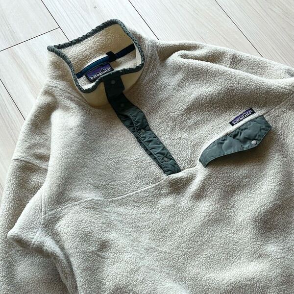 レア!好配色!状態◎!90年製 パタゴニア シンチラスナップT USA製 L フリース Patagonia ビンテージ Vintage スペシャル ベージュ古着