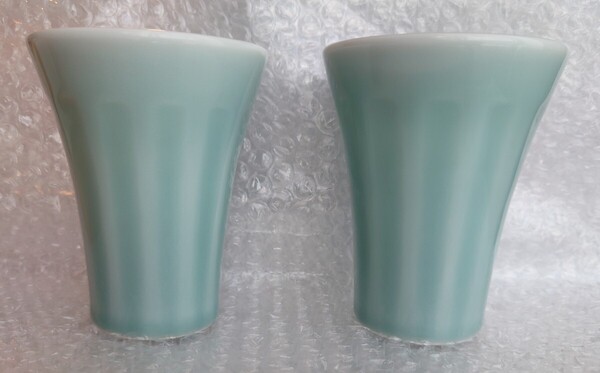 伊万里焼 虎仙 ペア ビアグラス 湯のみ ぐい呑み 青磁 焼物 陶磁器 佐賀 コップ タンブラー