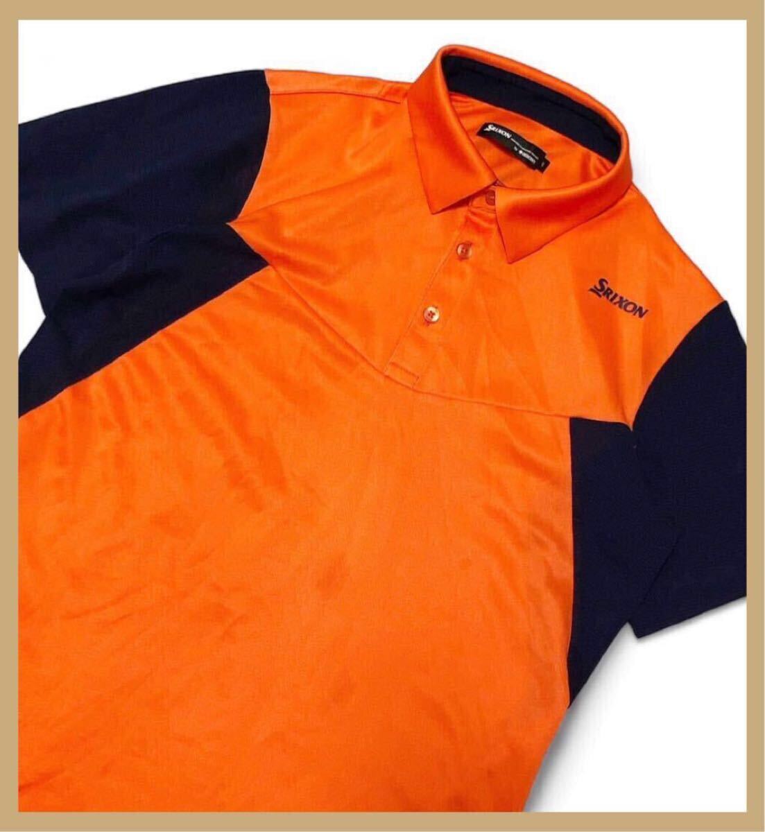 1691*SRIXON by DESCENTE Srixon bai Descente * Logo принт Golf рубашка-поло с коротким рукавом orange × черный M
