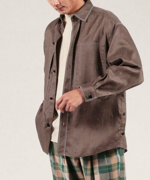 美品 トゥモローランド リネンツイルシャツ M 日本製 ブラウン系 TOMORROWLAND Linen Twill Shirt M Brown Made in Japan 定価55000円