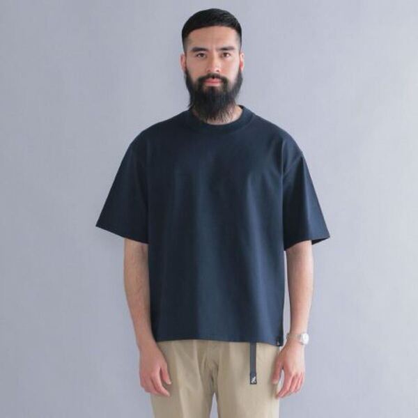 SHIPS別注 THYARD リラックススクエアクルーネックTシャツ ネイビー L 日本製 美品 Relaxed Square Crewneck T-shirt Navy Made in Japan