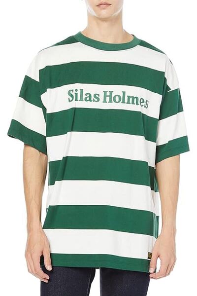 SILAS ボーダーTシャツ 半袖 グリーン Mサイズ メンズ レディース対応 SILAS Border Stripe T-Shirt Green Short Sleeve M Unisex Fit