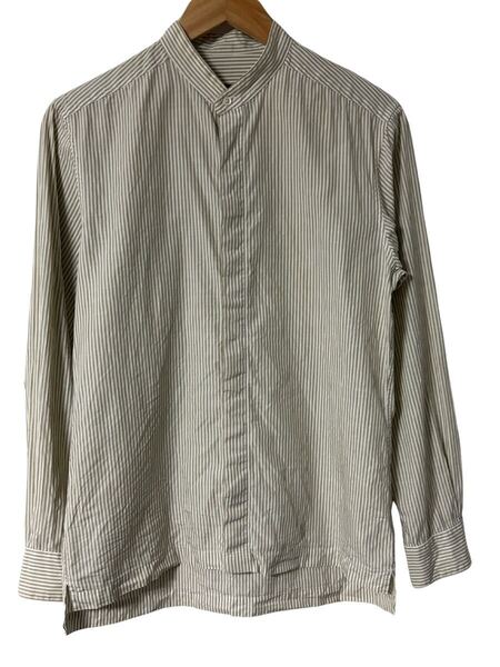Adam et Rop バンドカラーシャツ ストライプ 長袖 日本製 綿100 40 Band Collar Stripe Shirt Long Sleeve Cotton 100% Japan Made