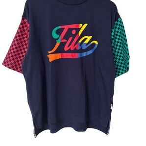 FILA ヘリテージ チェッカースリーブ 切替ロゴTシャツ(Mサイズ) FILA Heritage Checker Sleeve Logo T-shirt (Size M) M